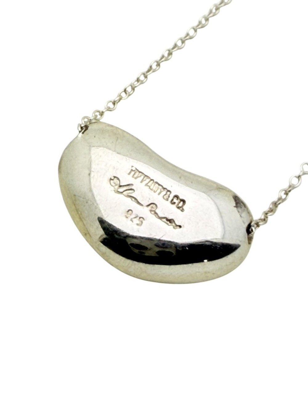 Tiffany Elsa Peretti sterling 18mm Medium 'Bean' necklace, 16" chain - Picture 4 of 5